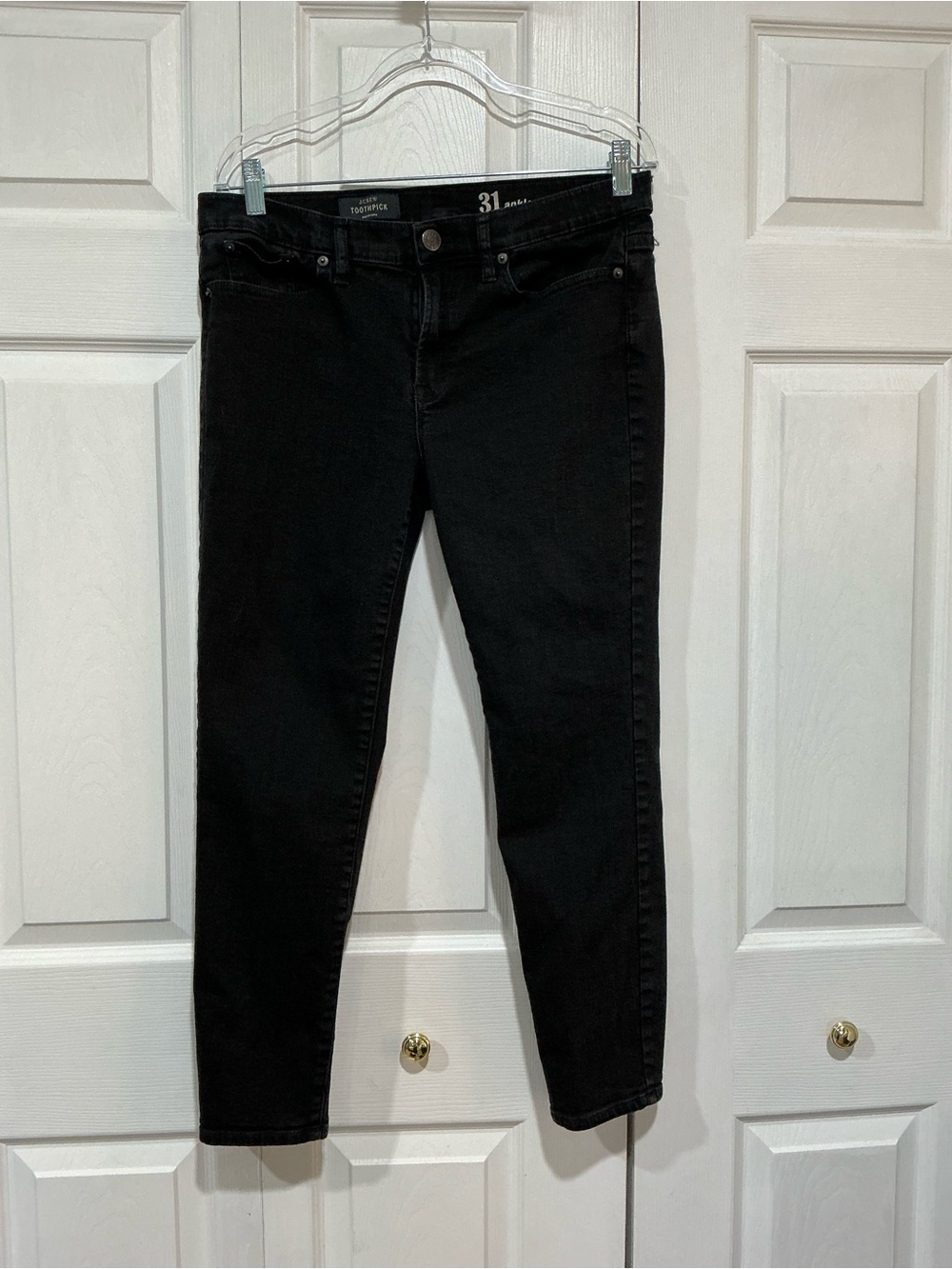 💙 J. Crew Toothpick Ankle Black Denim Jeans 12 /31 (01444)